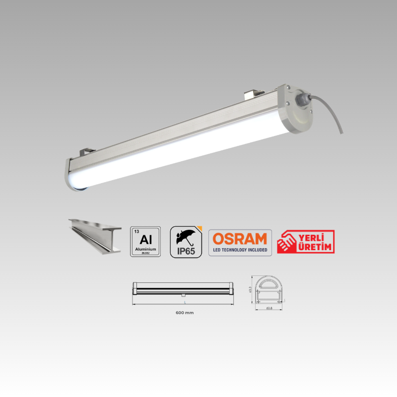 Osram LED Alüminyum Etanj Armatür IP65 120CM 60W 8250 Lümen Crı+80